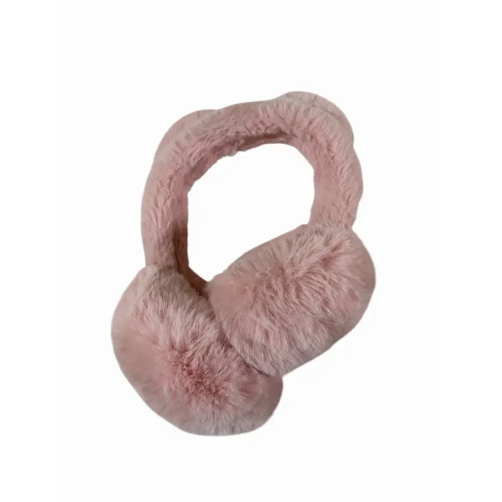 Girls Plush Cat Ear Earmuffs Pink Faux Fur Glitter Ears Winter Warmers Youth